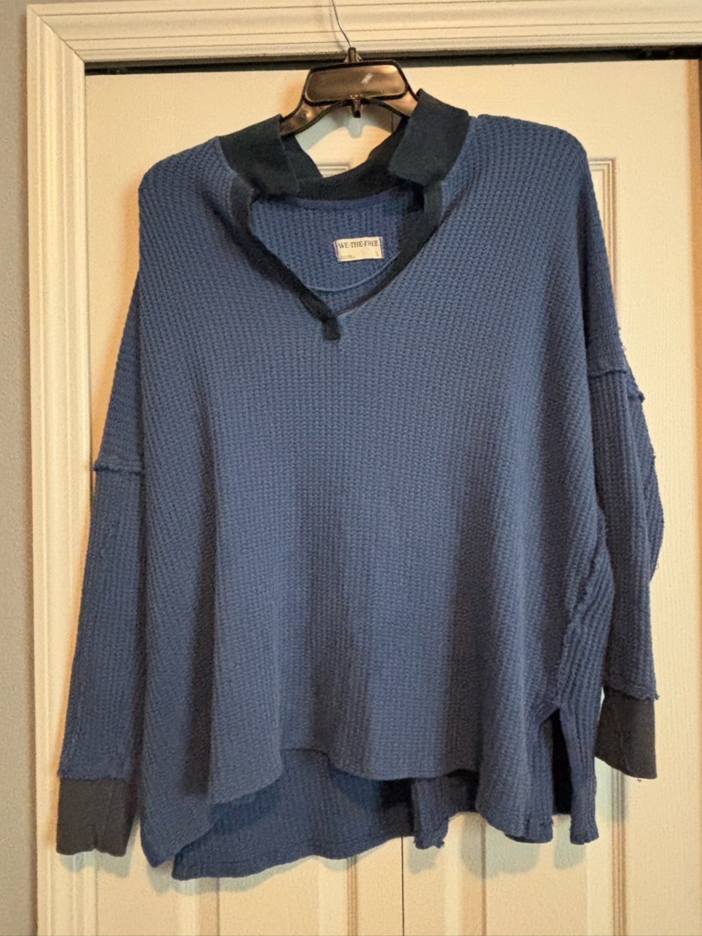 We the Free Blue Waffle Knit Pullover